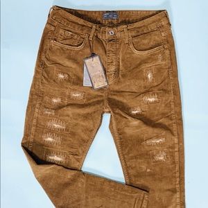 Zara Carrot Fit Size 32 Men’s Distressed Cords.NWT